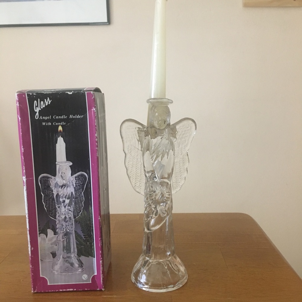 Glass Angel Candle Holder
